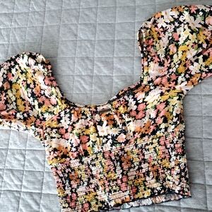 Billabong Pink and Orange Smocked Crop Top